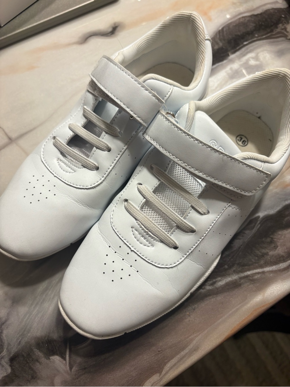 Kids White Velcro Athletic Shoes
